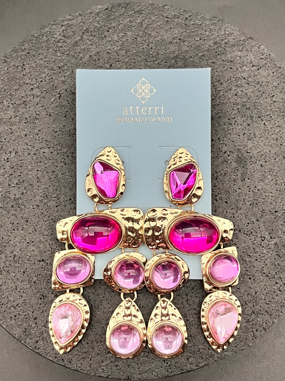 ATTERRI Pink Statement Chandelier Earrings